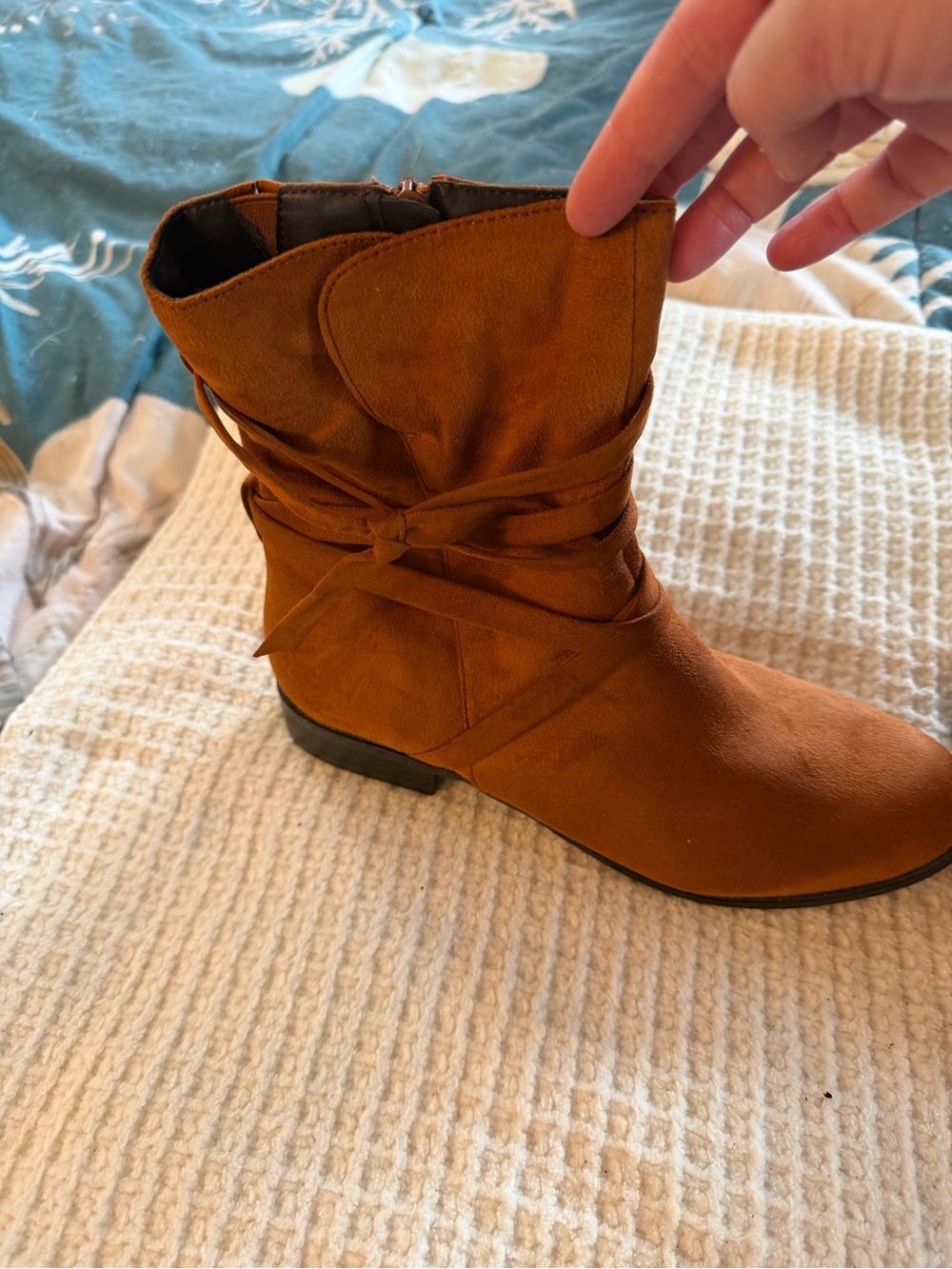 Women's Suede Ankle Boots - Rust Brown - Picture 4 of 6